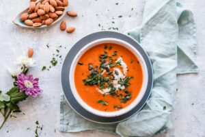 Tomato soup with cream and chives