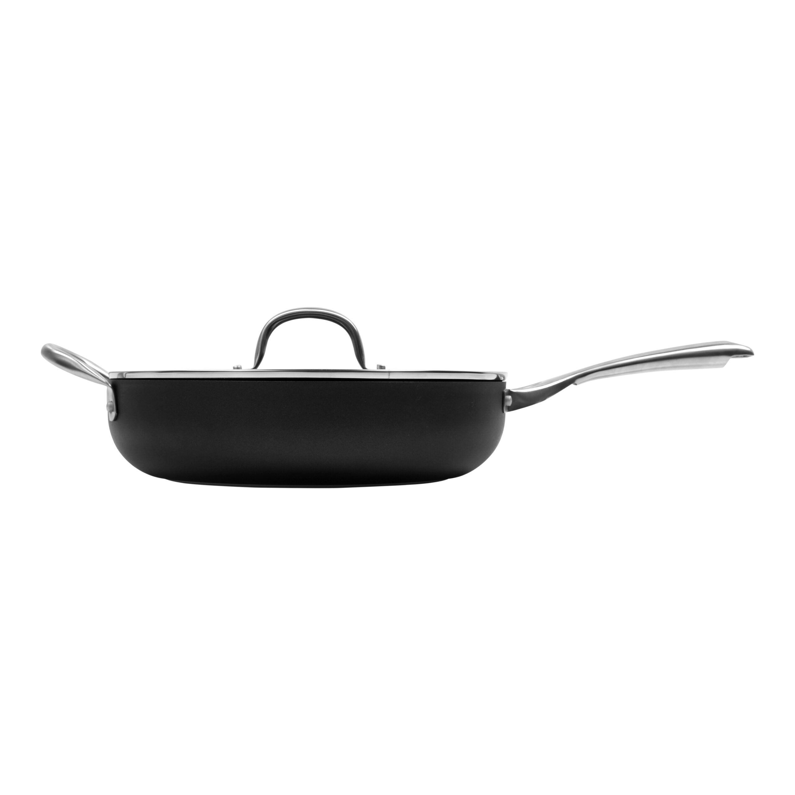 Meteore Non-Stick Deep Frypan with Flat Lid and Helper 30cm