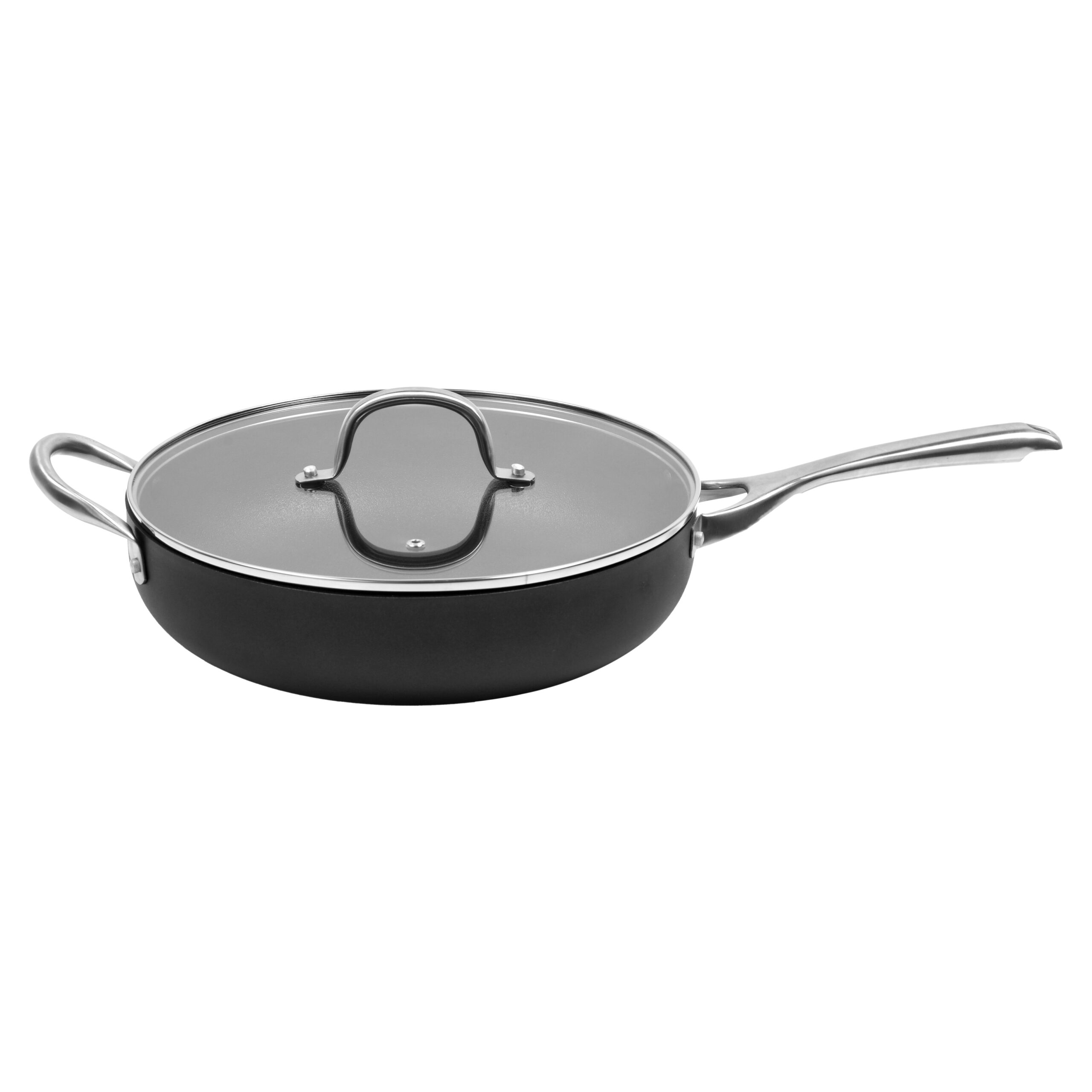 Meteore Non-Stick Deep Frypan with Flat Lid and Helper 30cm