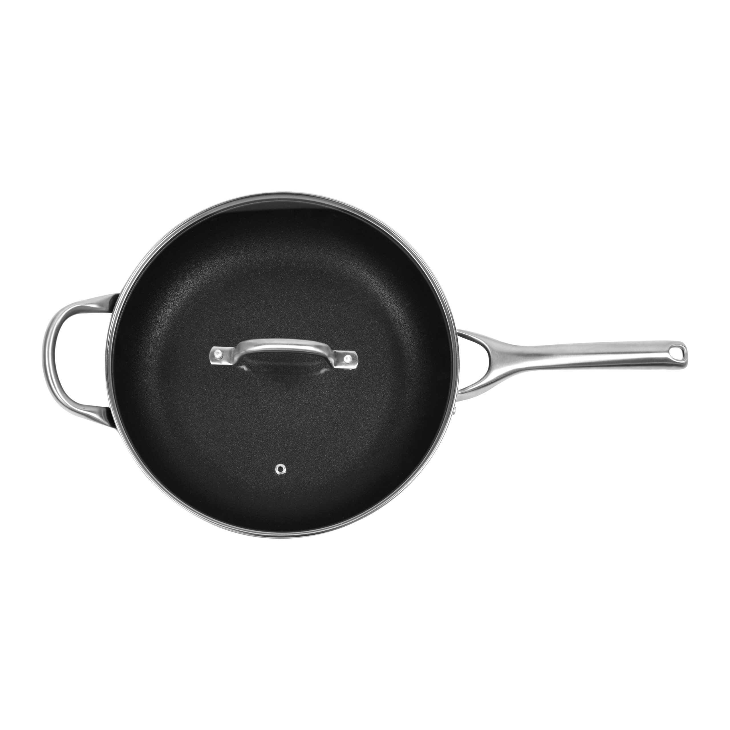 Meteore Non-Stick Deep Frypan with Flat Lid and Helper 30cm