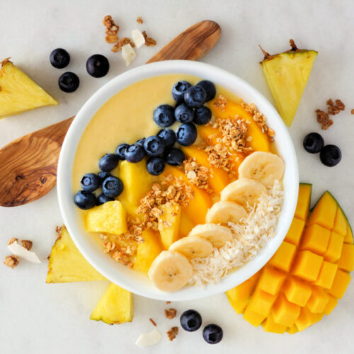 Mango, Pineapple & Coconut Smoothie Bowls